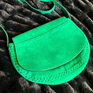 Gerard Darel Vibrant Green Crossbody Bag with Braided Detailing
